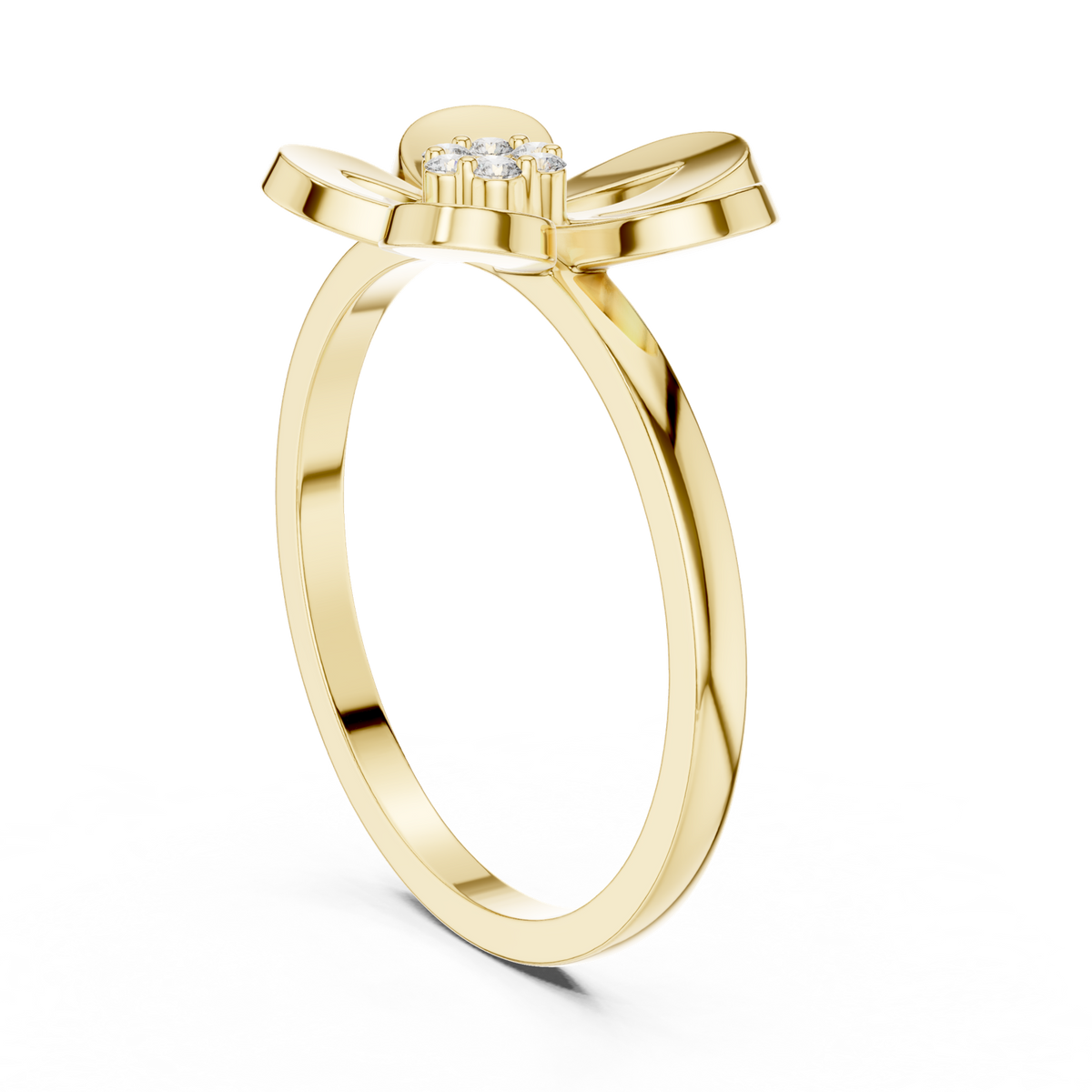 14K Solid Gold Lab Diamond Flower Cluster Ring, Yellow Gold, view 1