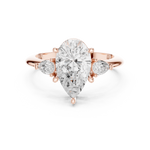 Gold Jewelry L35-66, Pear center stone, Rose Gold, view 4