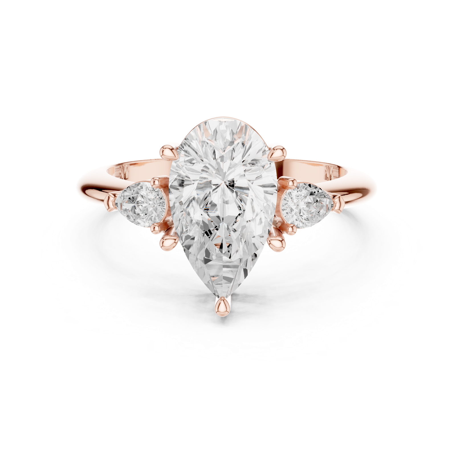 Gold Jewelry L35-66, Pear center stone, Rose Gold, view 4