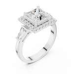 Gold Ring DDLR-342, Princess center stone, White Gold, view 2