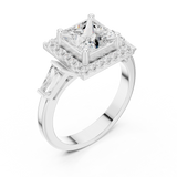 Gold Ring DDLR-342, Princess center stone, White Gold, view 2