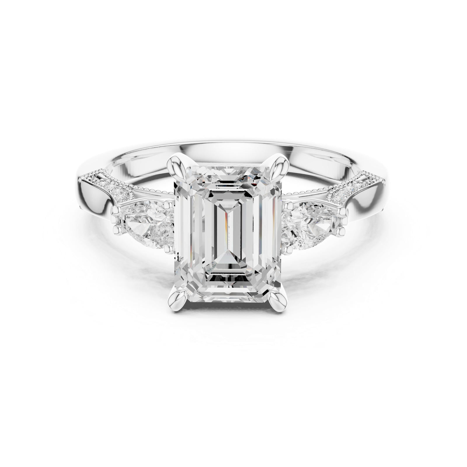 Gold Ring DDLR-1041, White Gold, view 4