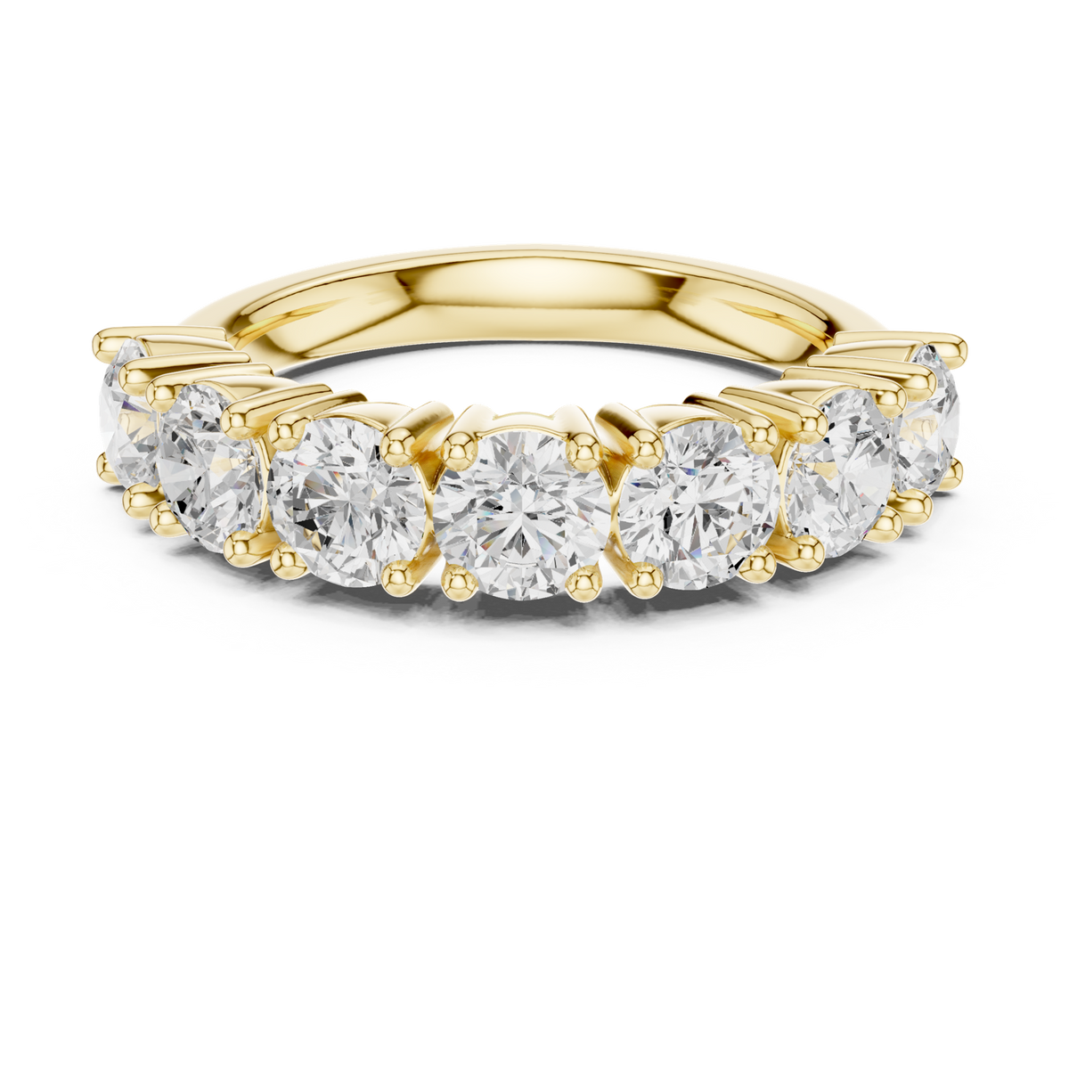 14K Solid Gold Lab Diamond Band Ring, Yellow Gold