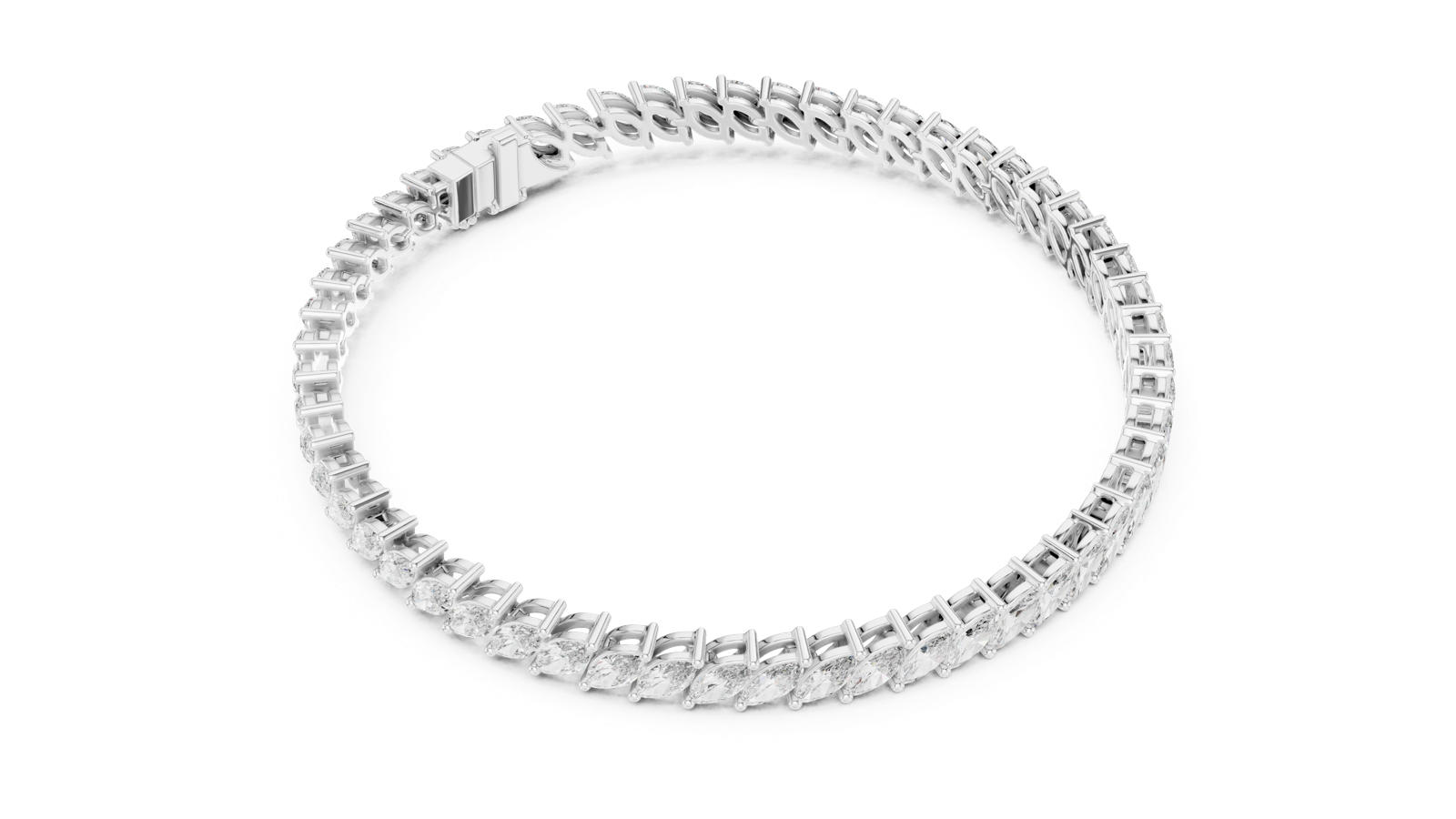 14K Solid Gold Lab Diamond Bracelet, White Gold, view 2