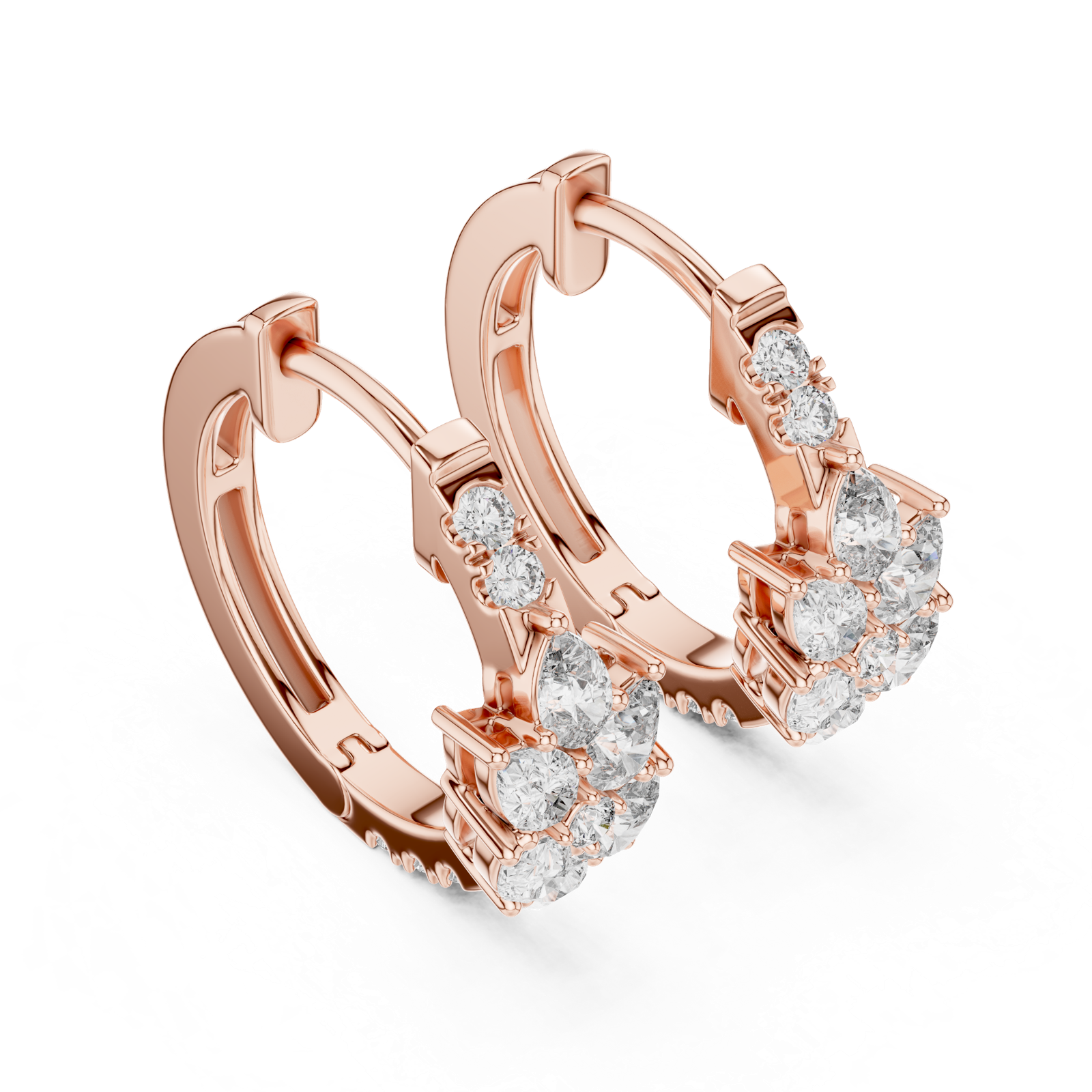 Gold Earrings L02-483, Rose Gold, view 2