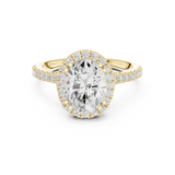 Gold Ring DDLR-255, Oval center stone, Yellow Gold, view 4