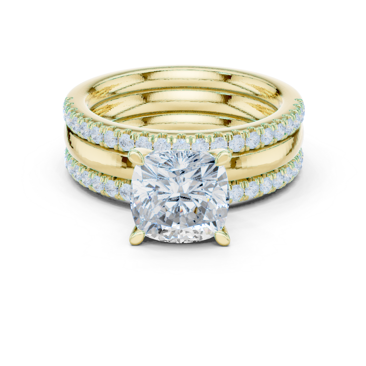 14K Solid Gold Lab Diamond Solitaire Ring, Yellow Gold