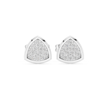14K Solid Gold Lab Diamond Cluster Earrings, White Gold