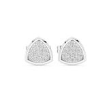 14K Solid Gold Lab Diamond Cluster Earrings, White Gold