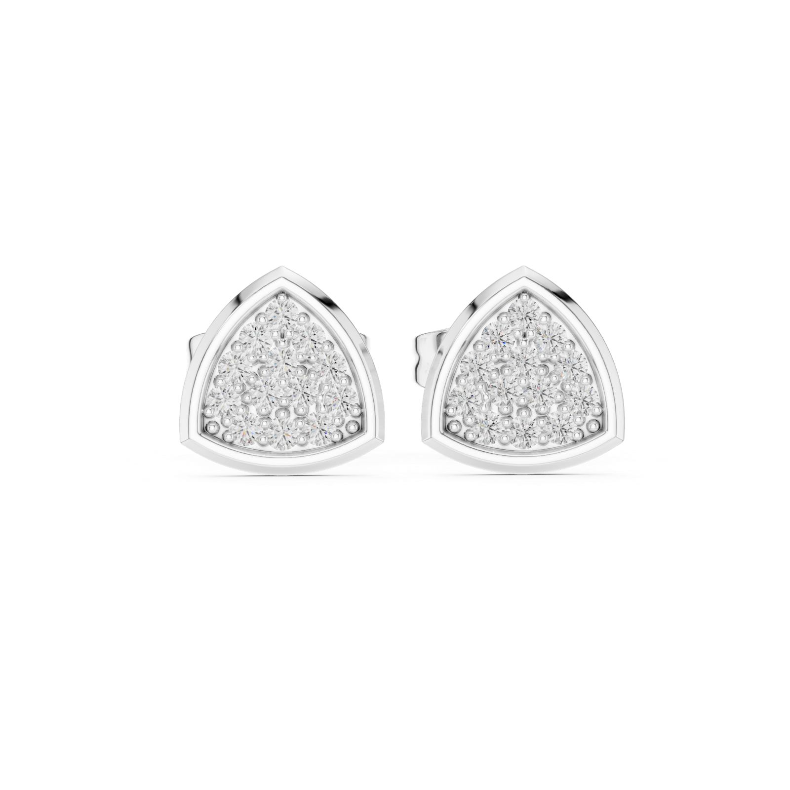 14K Solid Gold Lab Diamond Cluster Earrings, White Gold