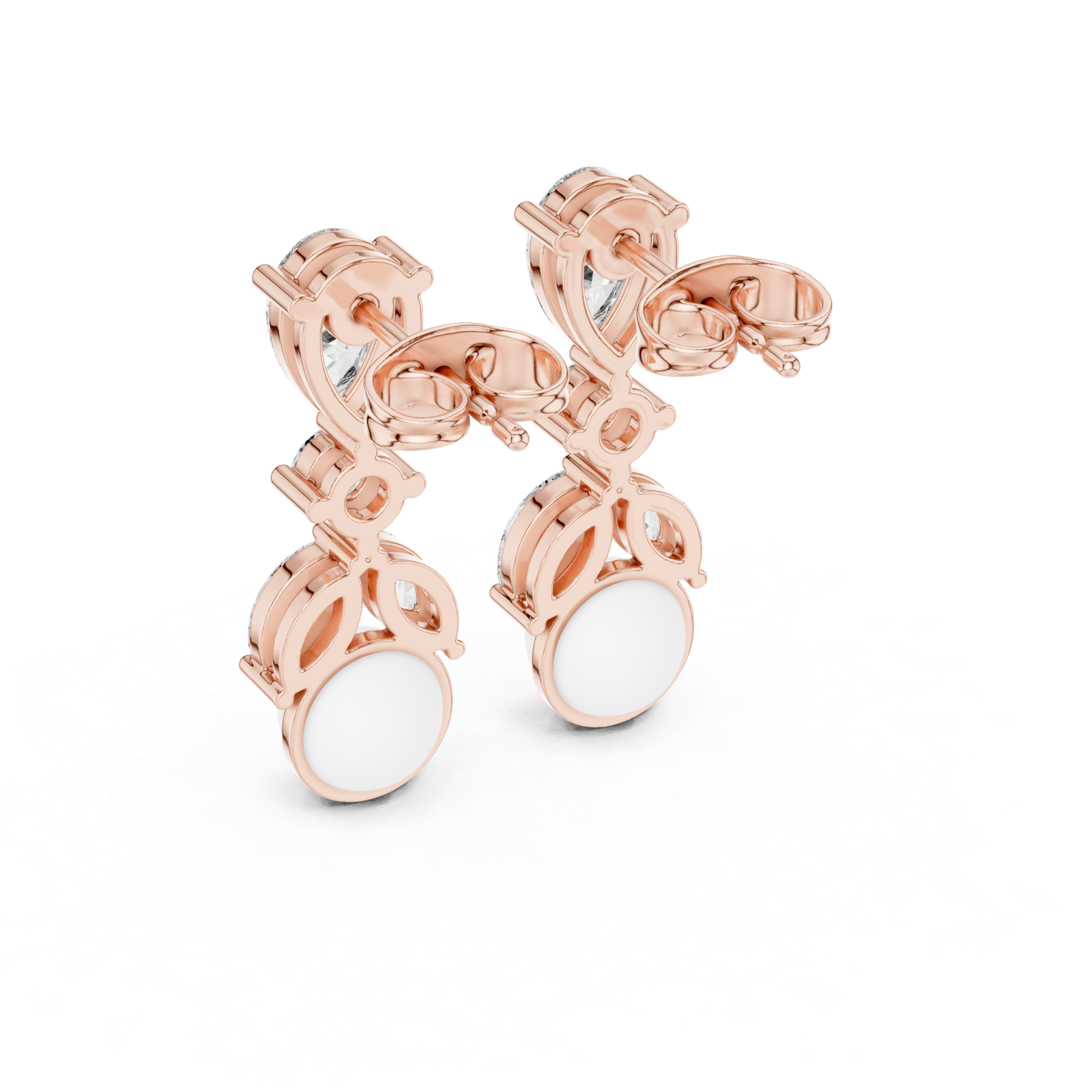 Gold Earrings AER-1, Rose Gold, view 3
