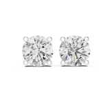 14K Solid Gold Lab Diamond Stud Earrings, White Gold