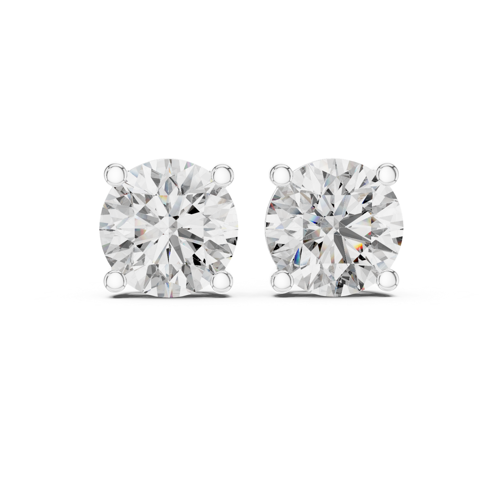 14K Solid Gold Lab Diamond Stud Earrings, White Gold