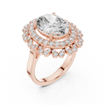 14K Solid Gold Lab Diamond Halo Ring, Rose Gold, view 2