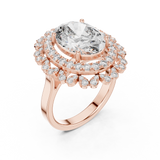 14K Solid Gold Lab Diamond Halo Ring, Rose Gold, view 2