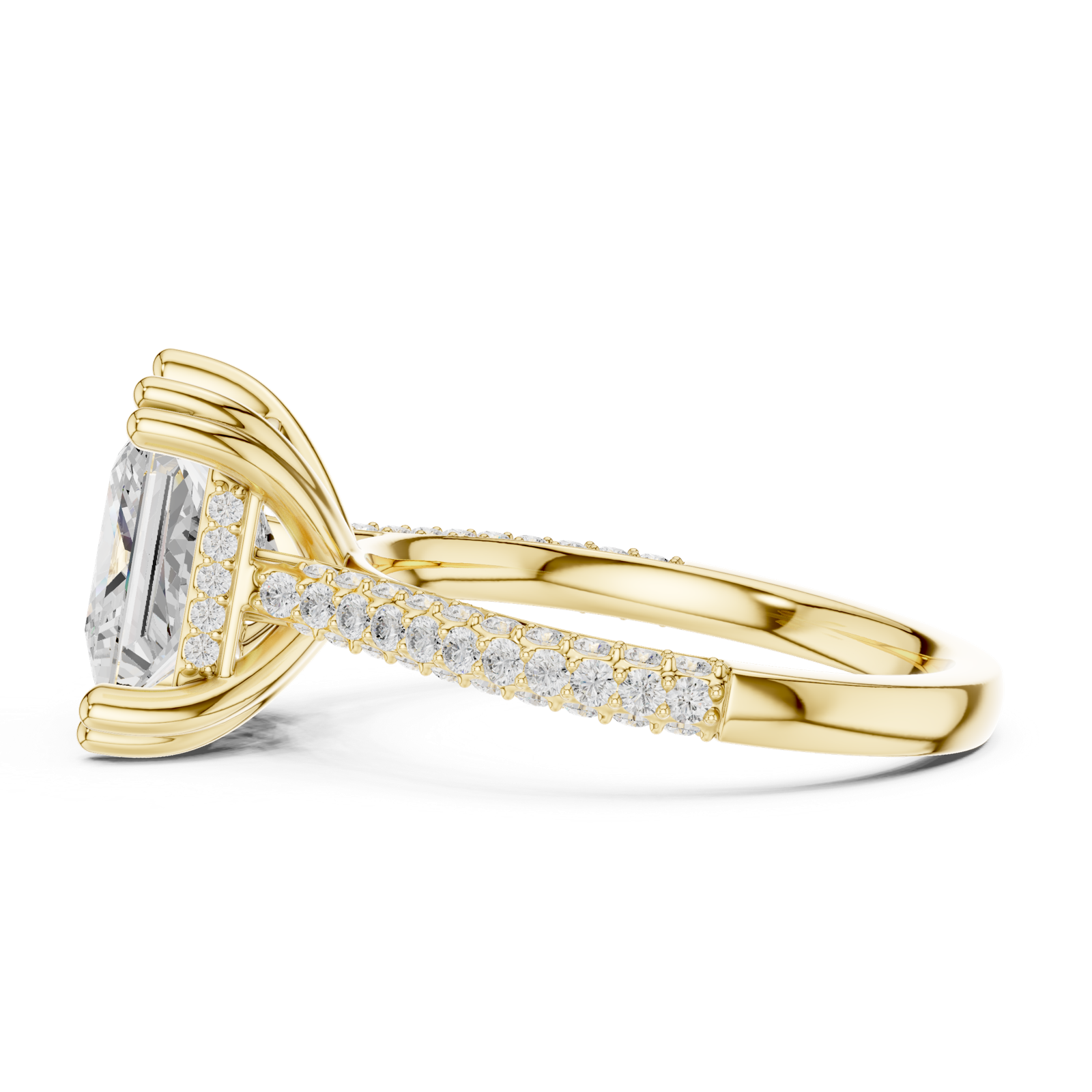 Gold Ring DDLR-260, Princess center stone, Yellow Gold, view 3