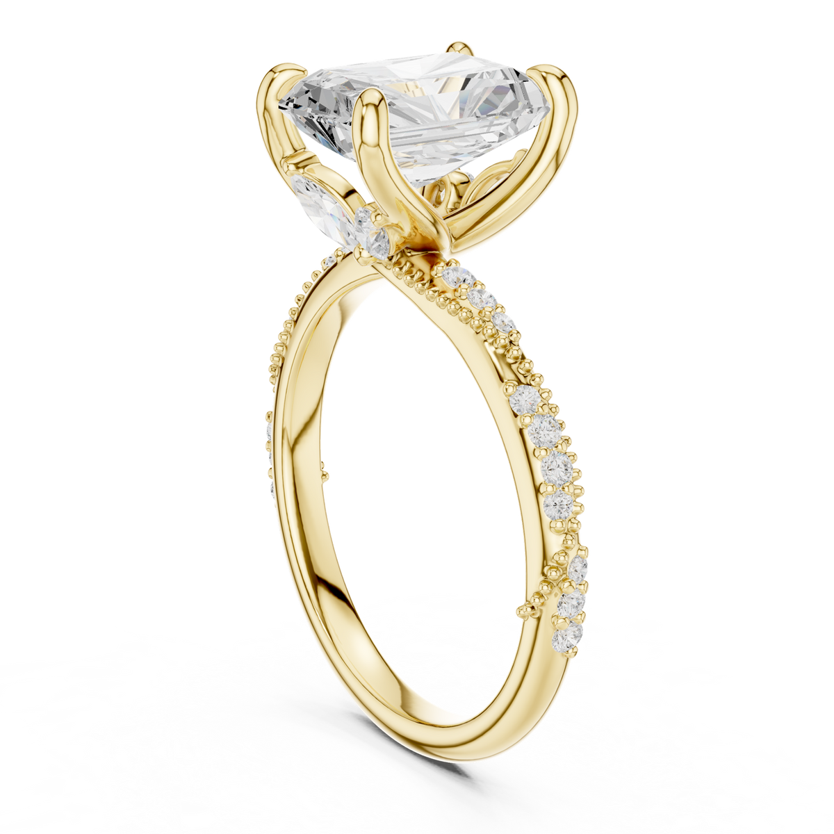 14K Solid Gold Lab Diamond Solitaire Ring, Yellow Gold, view 1