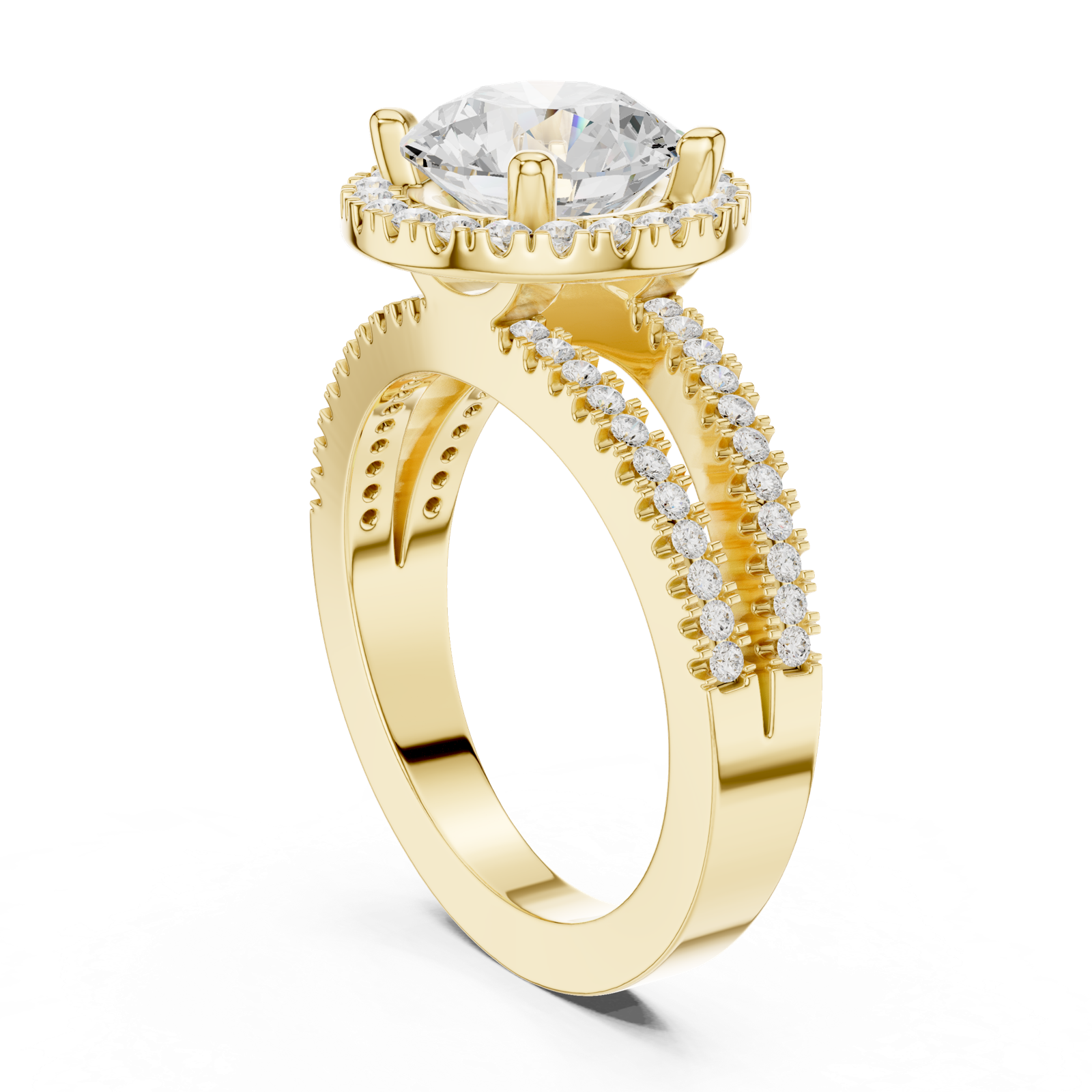 Gold Ring DDLR-350, Round center stone, Yellow Gold, view 1