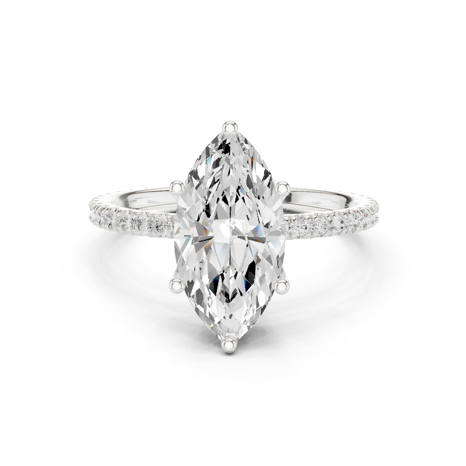 Gold Jewelry L36-16, Marquise center stone, White Gold