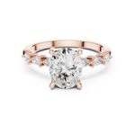 Gold Ring, Oval center stone, Rose Gold, view 4