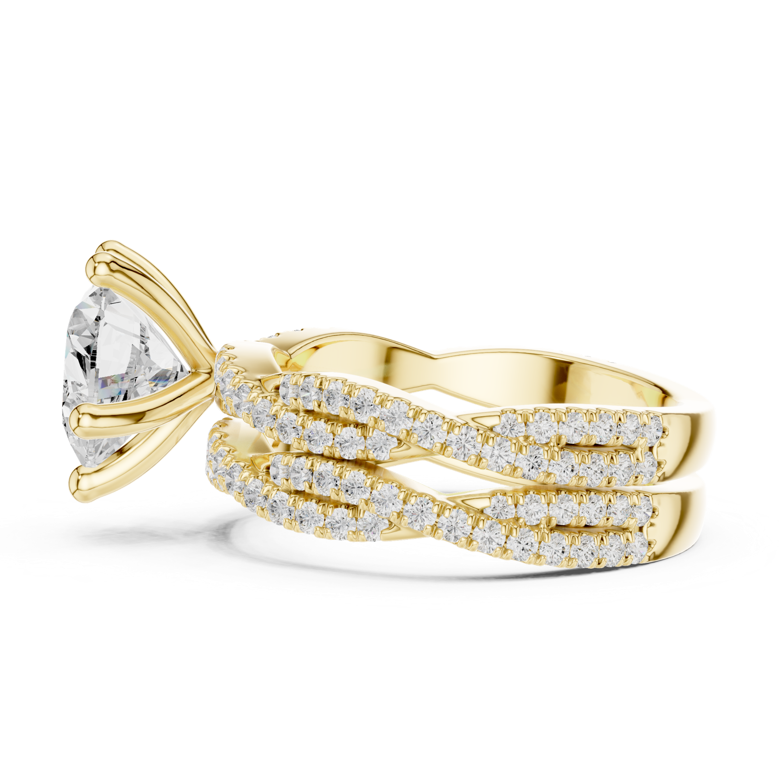 Gold Ring DDLR-300, Heart center stone, Yellow Gold, view 3