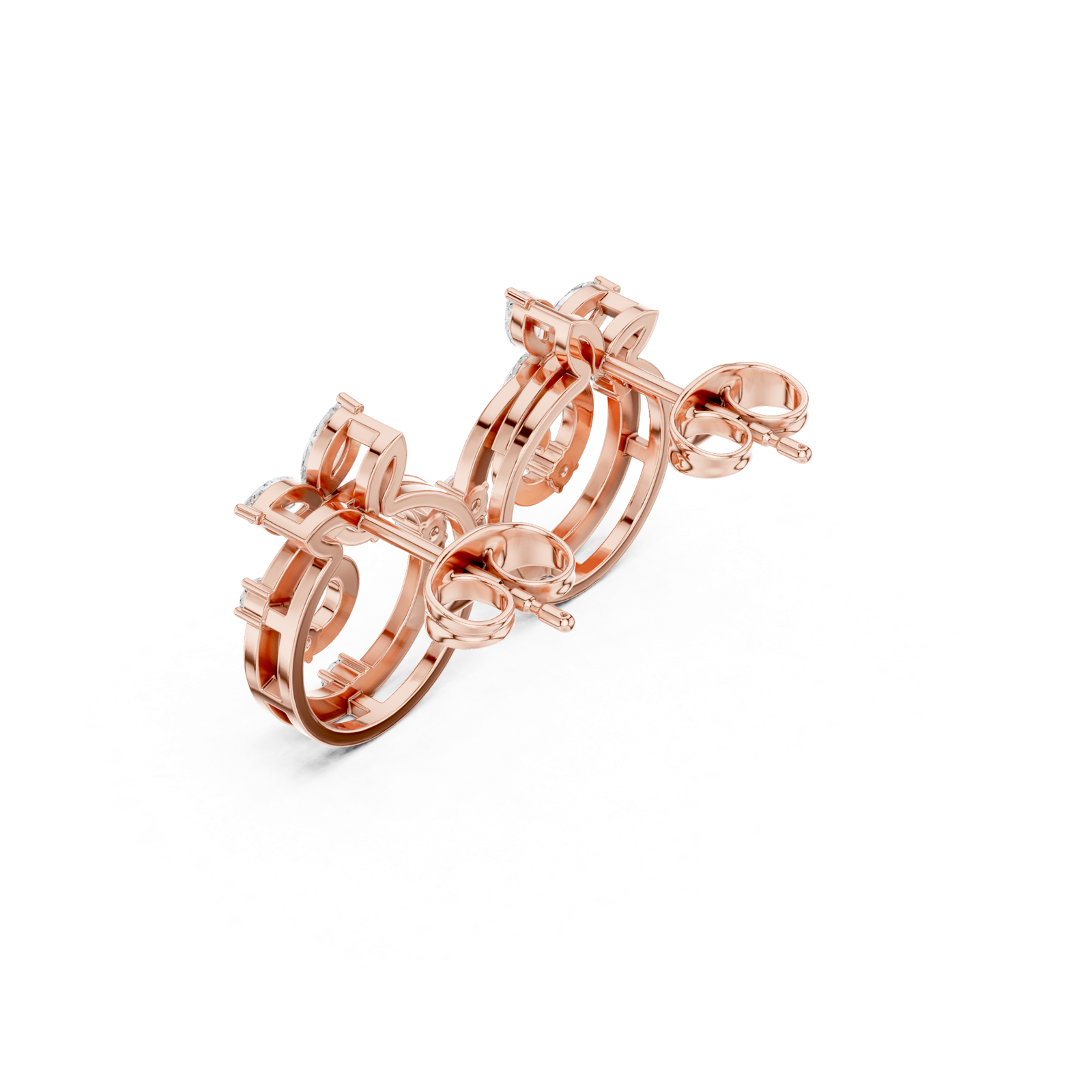 Gold Earrings AOMER105111, Rose Gold, view 2