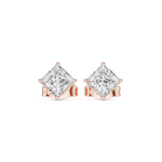 14K Solid Gold Lab Diamond Stud Earrings, Rose Gold, view 4