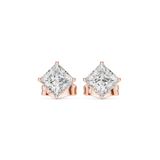 14K Solid Gold Lab Diamond Stud Earrings, Rose Gold, view 4