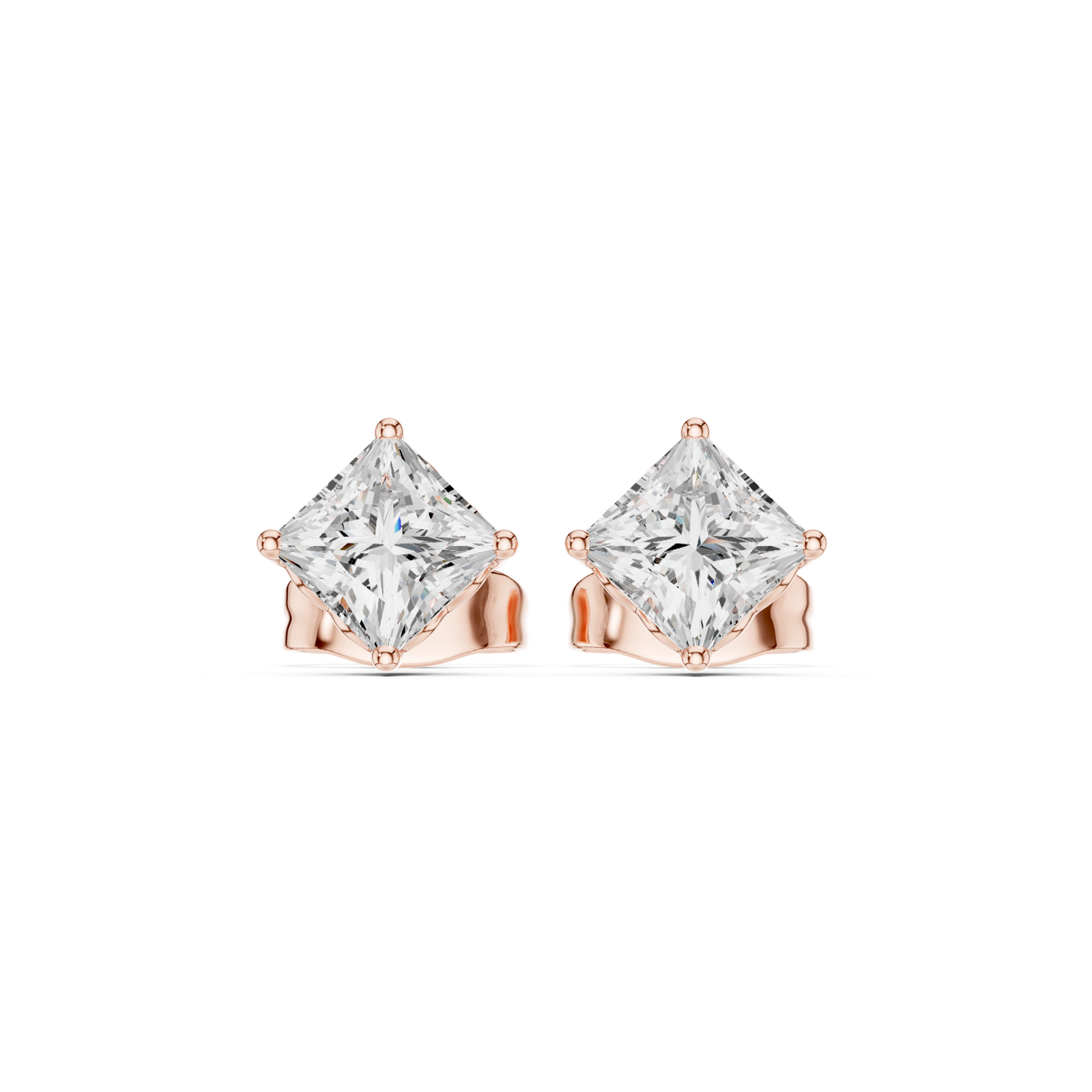 14K Solid Gold Lab Diamond Stud Earrings, Rose Gold, view 4
