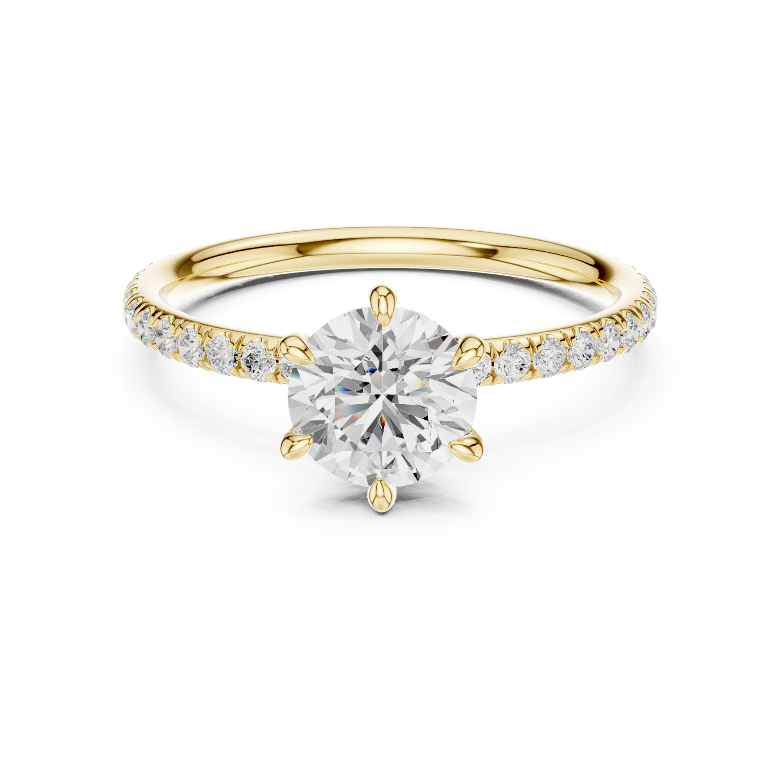 Gold Jewelry L36-15, Round center stone, Yellow Gold, view 4