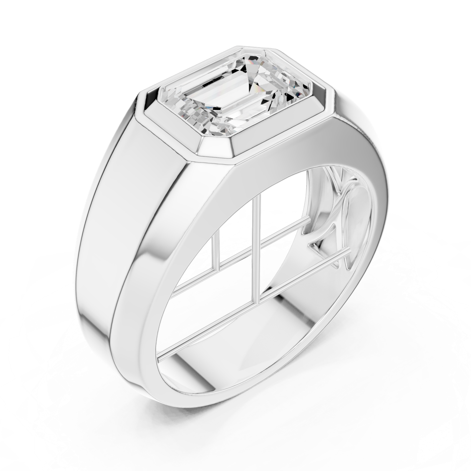 Gold Men's Ring GGR-0015, White Gold