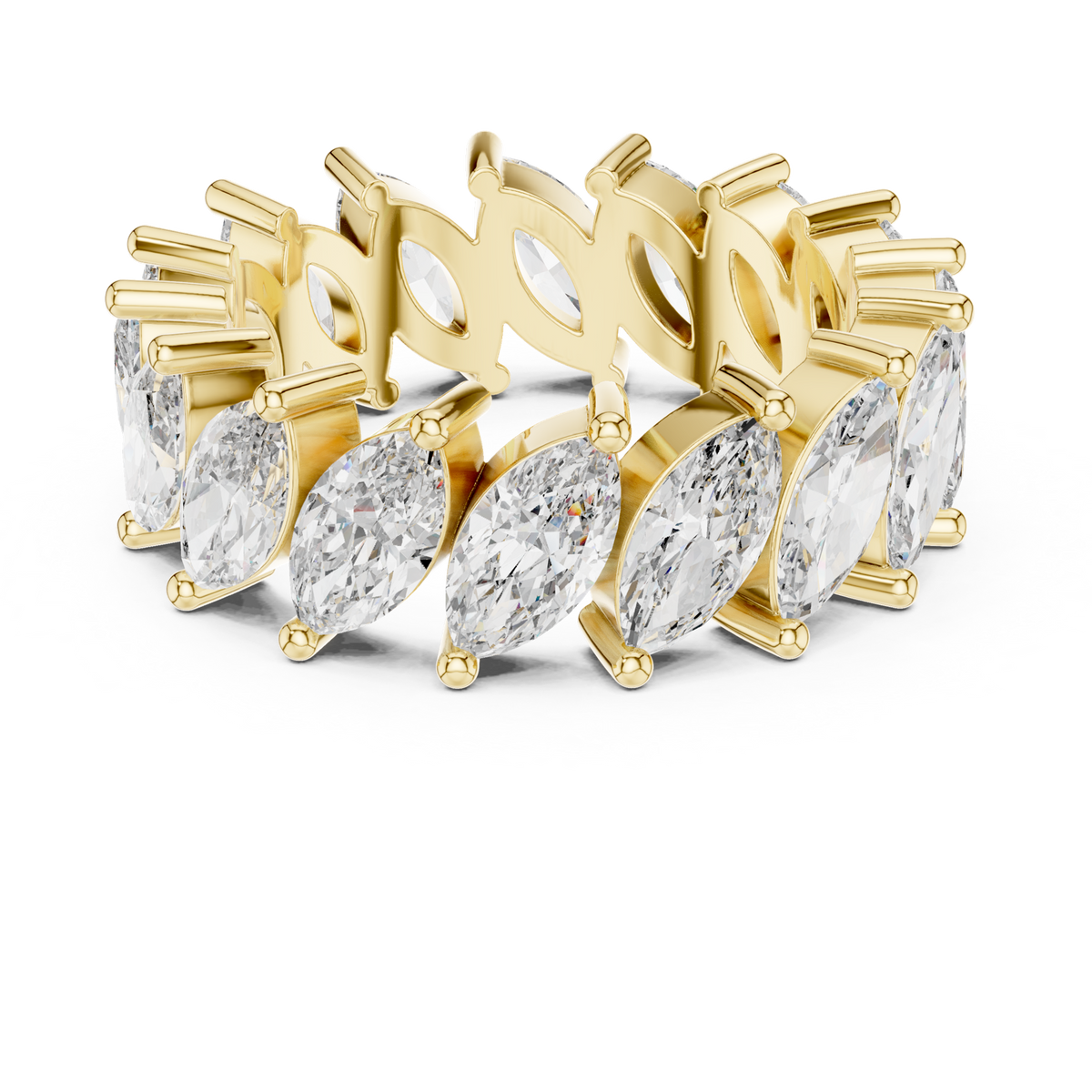 14K Solid Gold Lab Diamond Eternity Ring, Yellow Gold