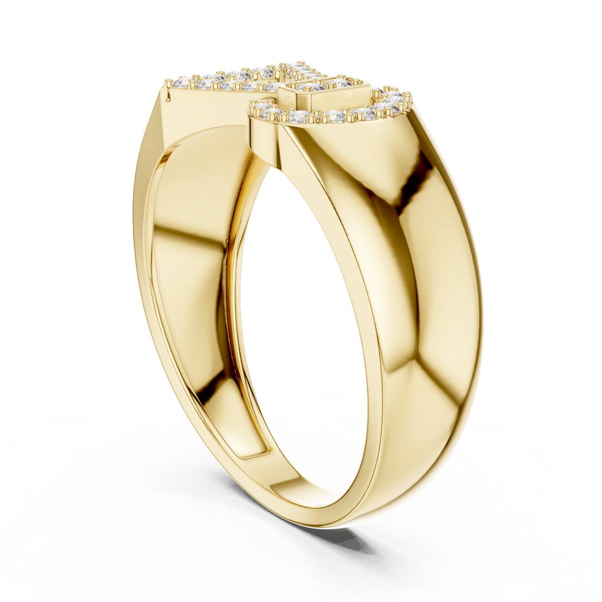 14K Solid Gold Lab Diamond Cluster Ring, Yellow Gold, view 1