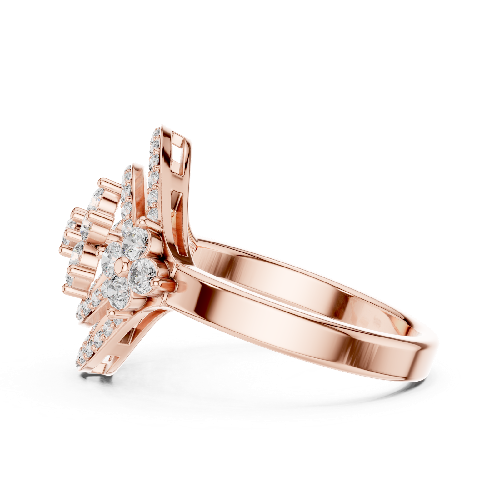 14K Solid Gold Lab Diamond Halo Ring, Rose Gold, view 3