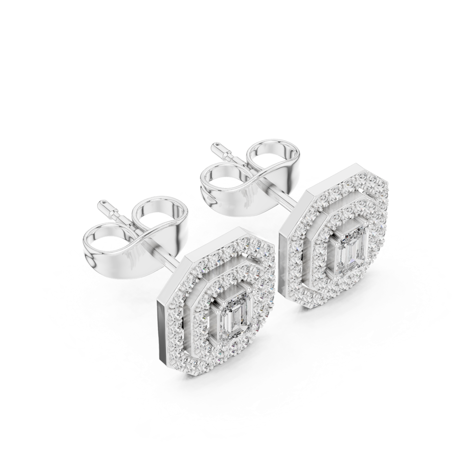 Gold Earrings 3-10001E_109_A_S, White Gold, view 2