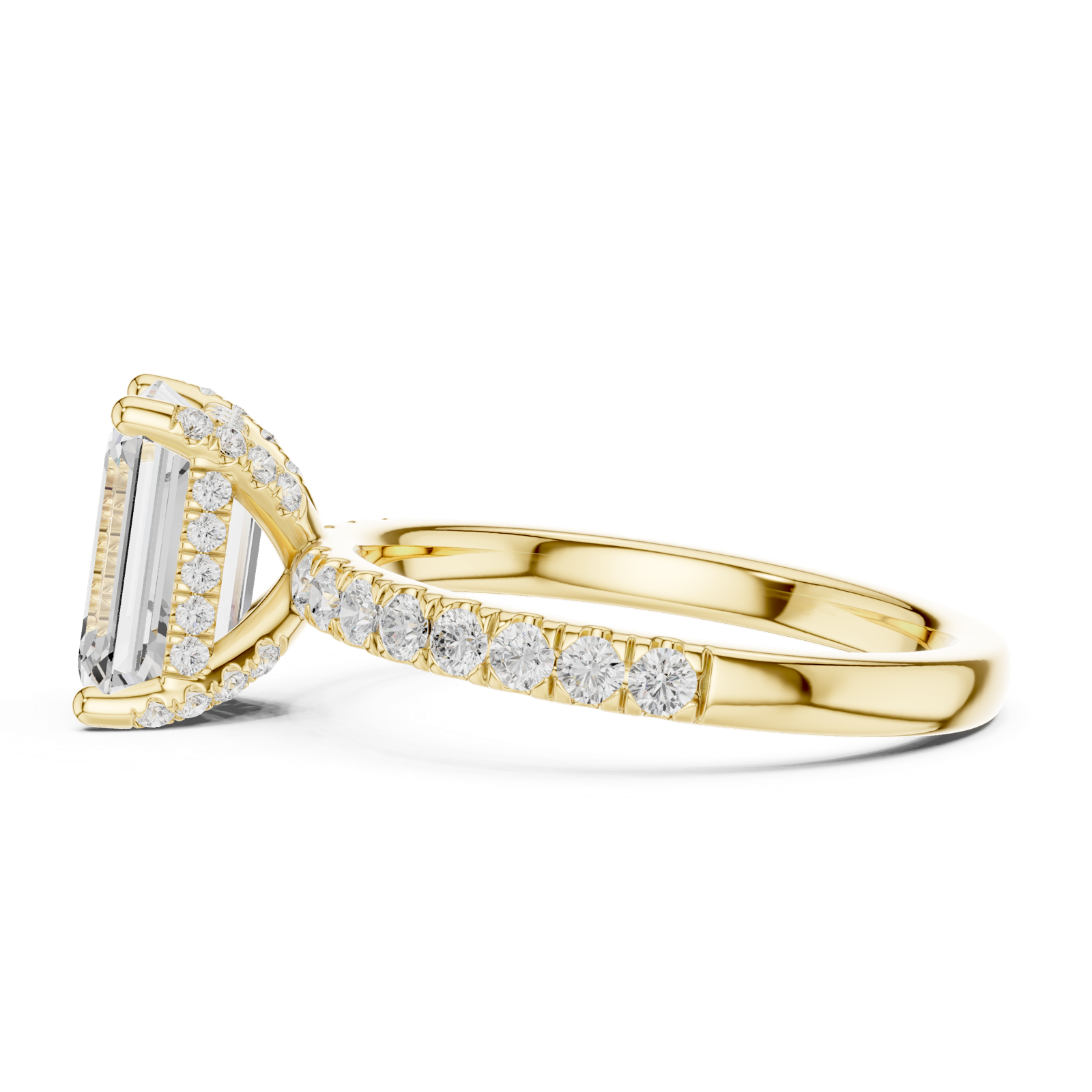 Gold Ring, Emerald center stone, Yellow Gold, view 3
