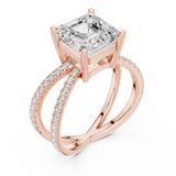Gold Jewelry, Asscher center stone, Rose Gold, view 2
