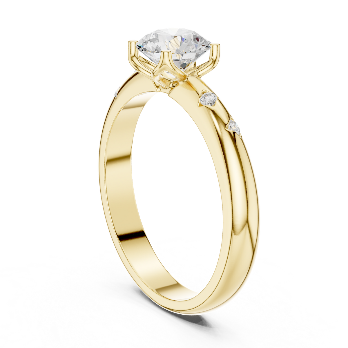 14K Solid Gold Lab Diamond Solitaire Ring, Yellow Gold, view 1