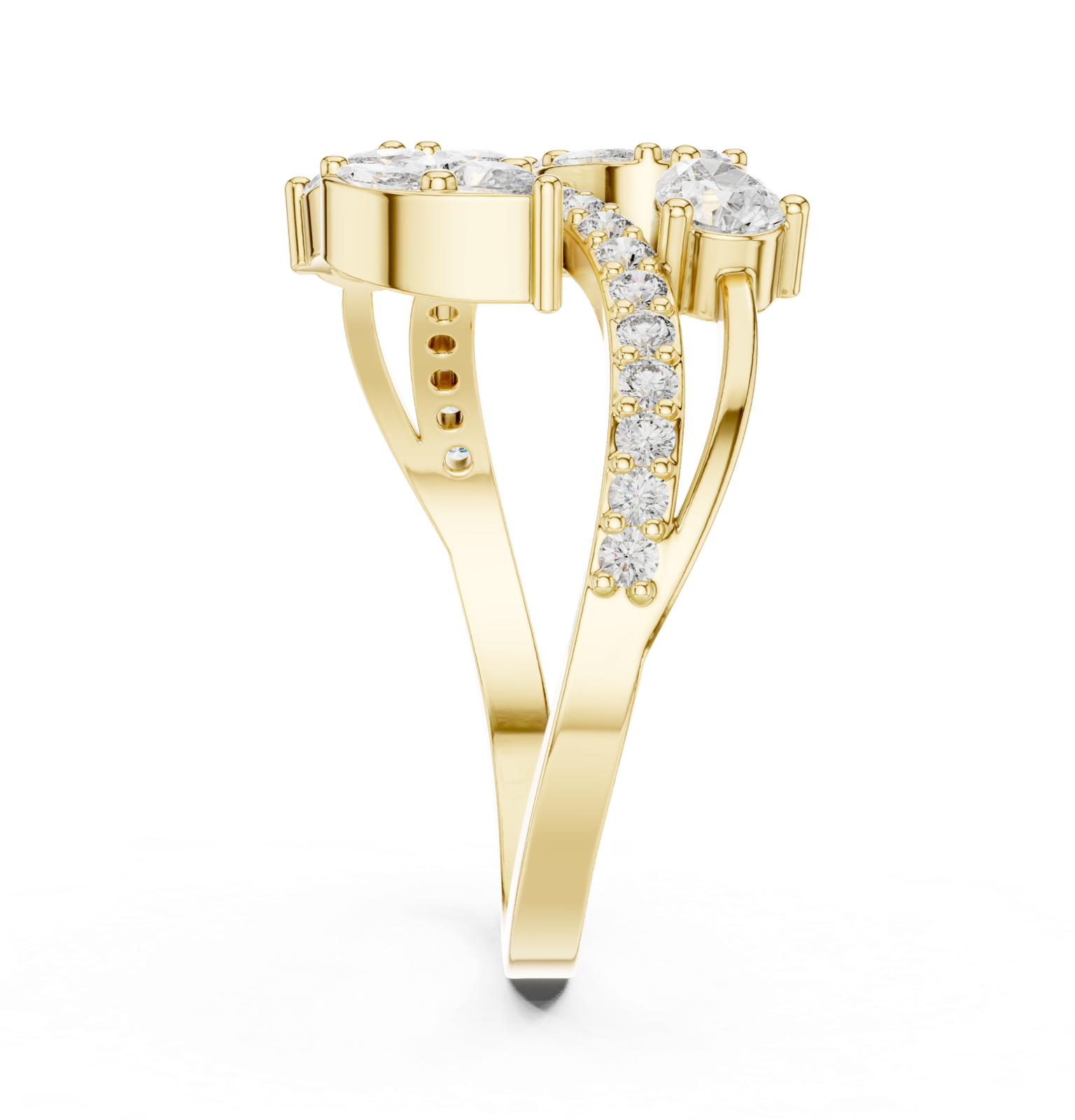 Gold Ring HLR -58, Yellow Gold, view 3