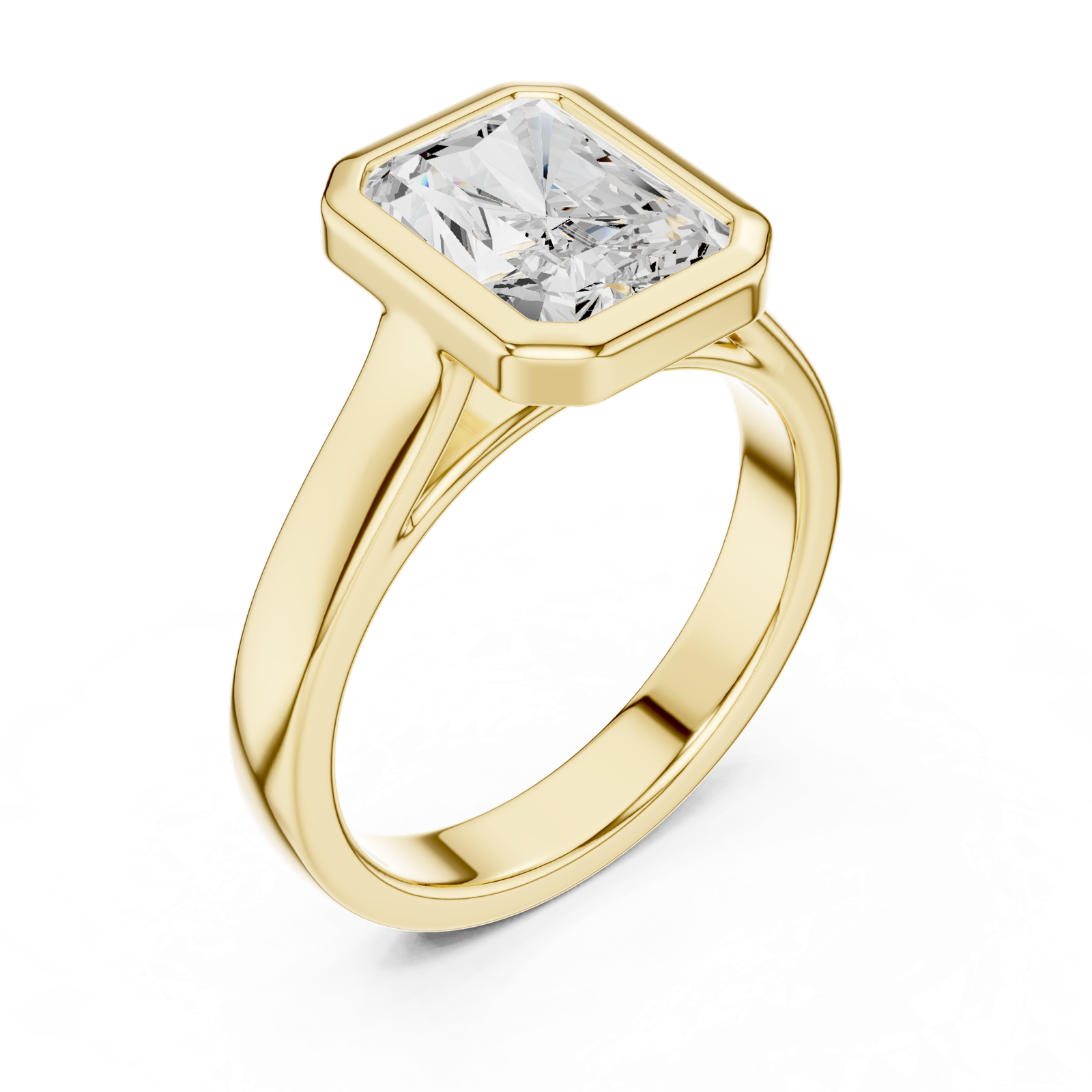 Gold Jewelry L36-3, Radiant center stone, Yellow Gold, view 2