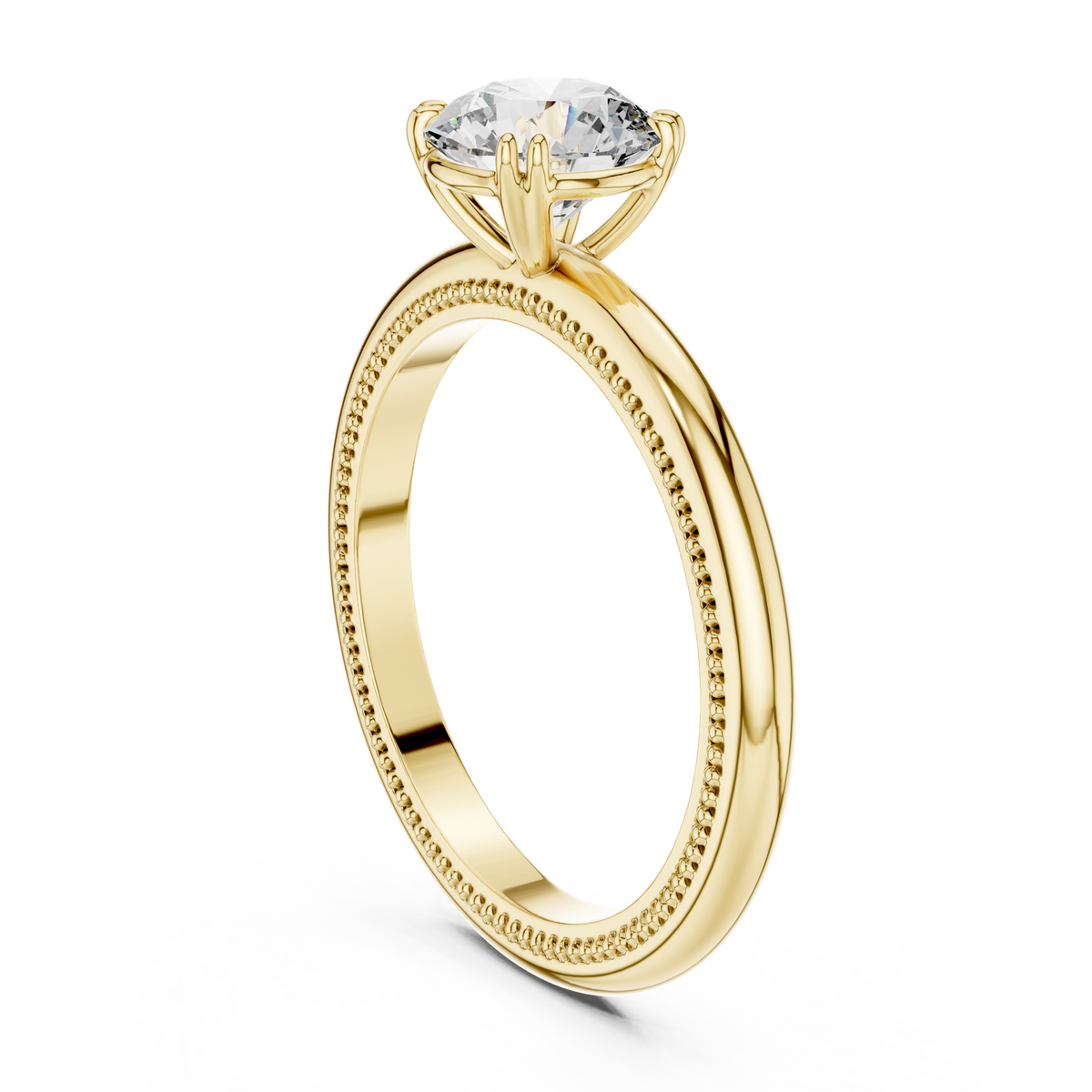14K Solid Gold Lab Diamond Solitaire Ring, Yellow Gold, view 1