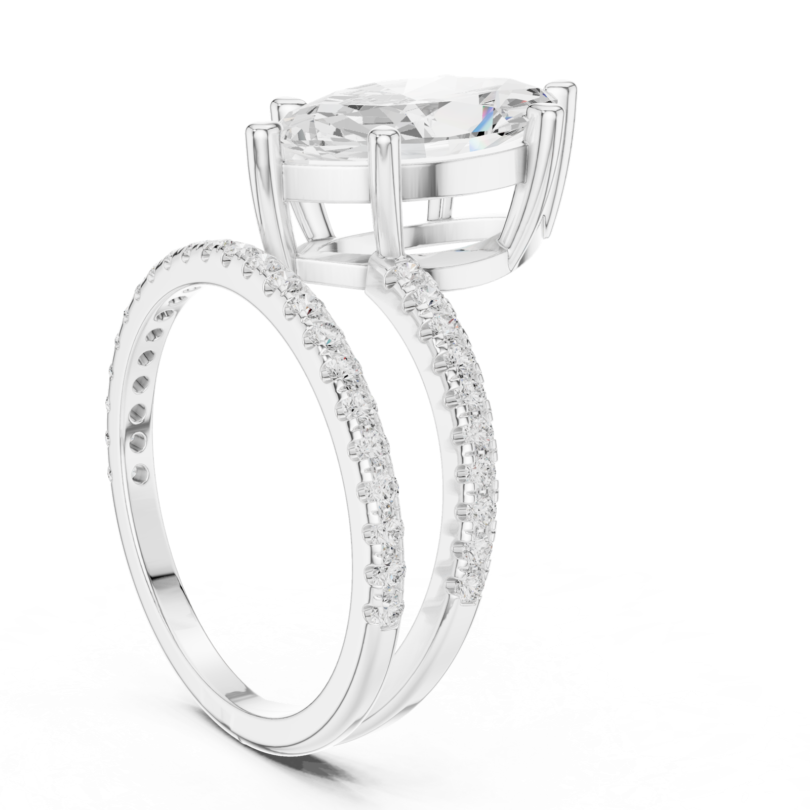 Gold Jewelry L35-39, Marquise center stone, White Gold, view 1