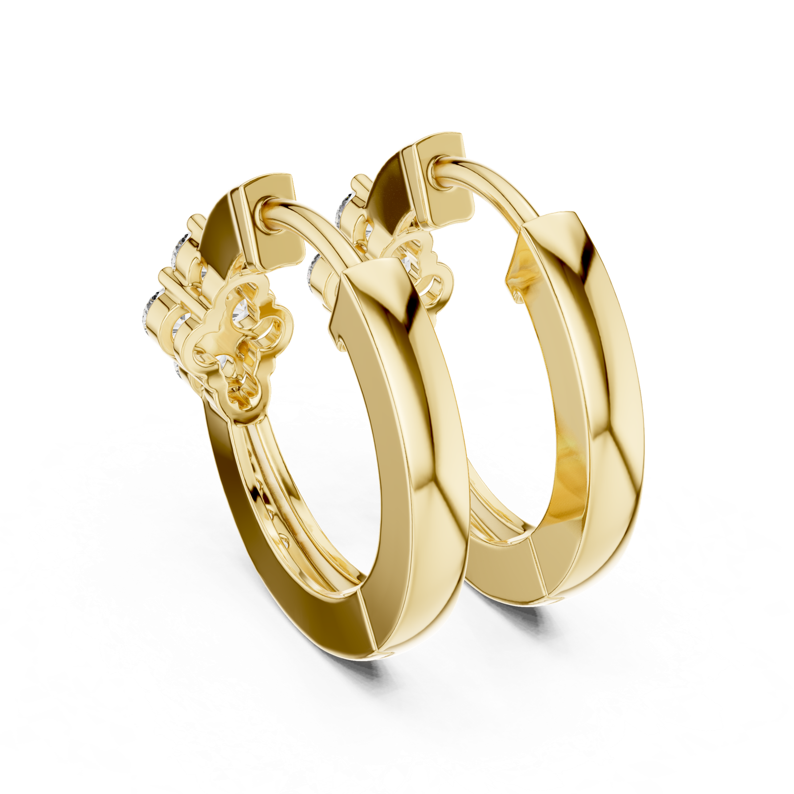Gold Earrings L03-1, Yellow Gold, view 3