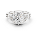 Gold Ring DDLR-440, Round center stone, White Gold
