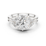 Gold Ring DDLR-440, Round center stone, White Gold