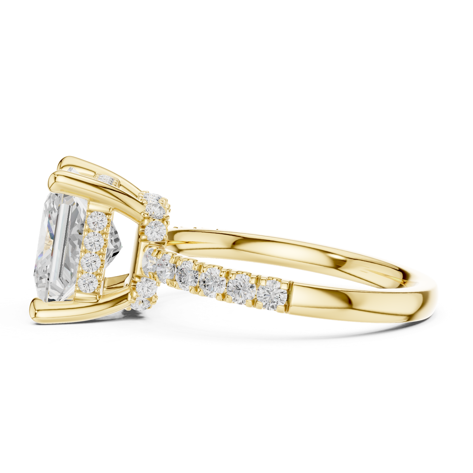 Gold Ring DDLR-259, Princess center stone, Yellow Gold, view 3