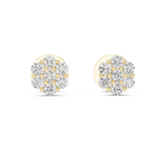 14K Solid Gold Lab Diamond Flower Cluster Earrings, Yellow Gold, view 4