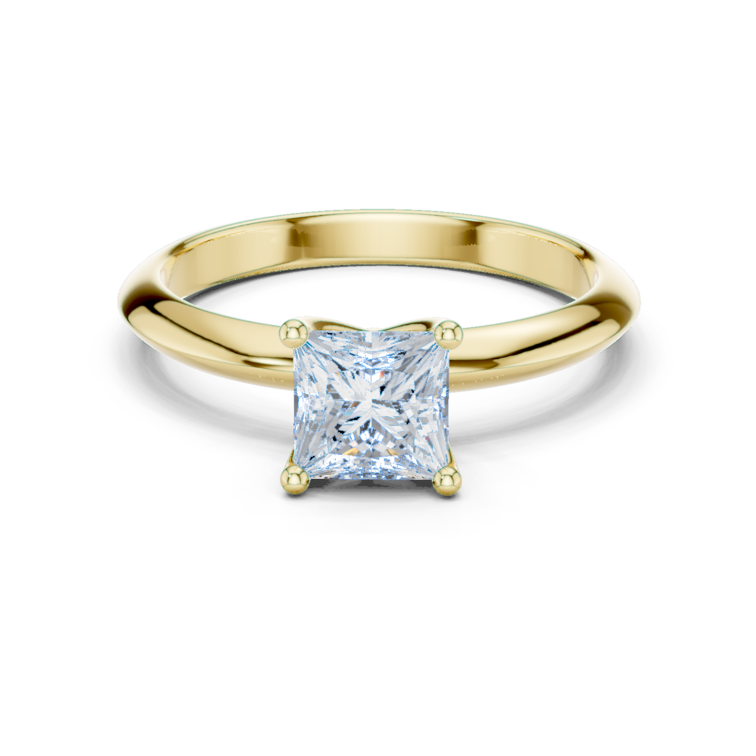 Gold Jewelry L36-6, Princess center stone, Yellow Gold