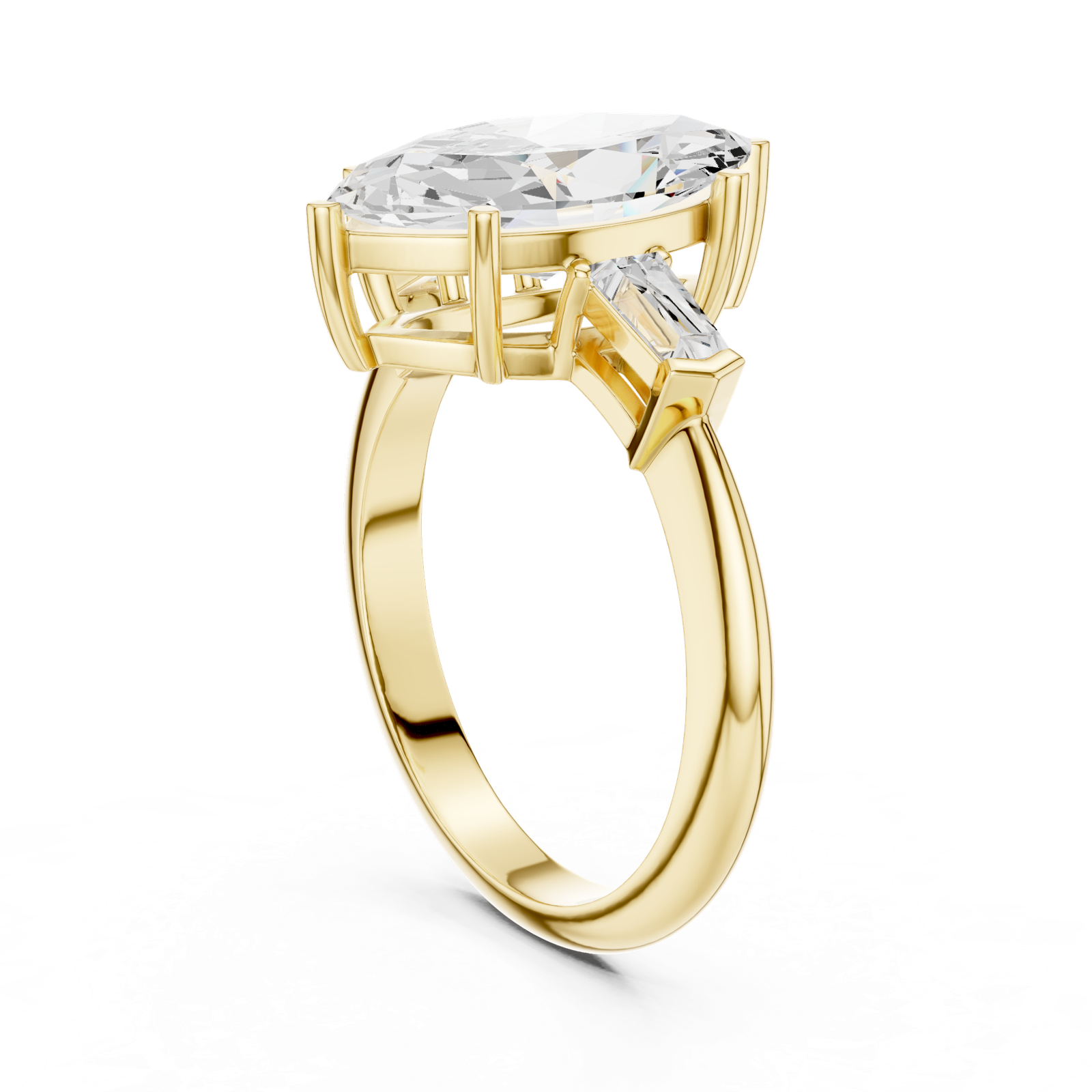 Gold Jewelry L35-67, Marquise center stone, Yellow Gold, view 1