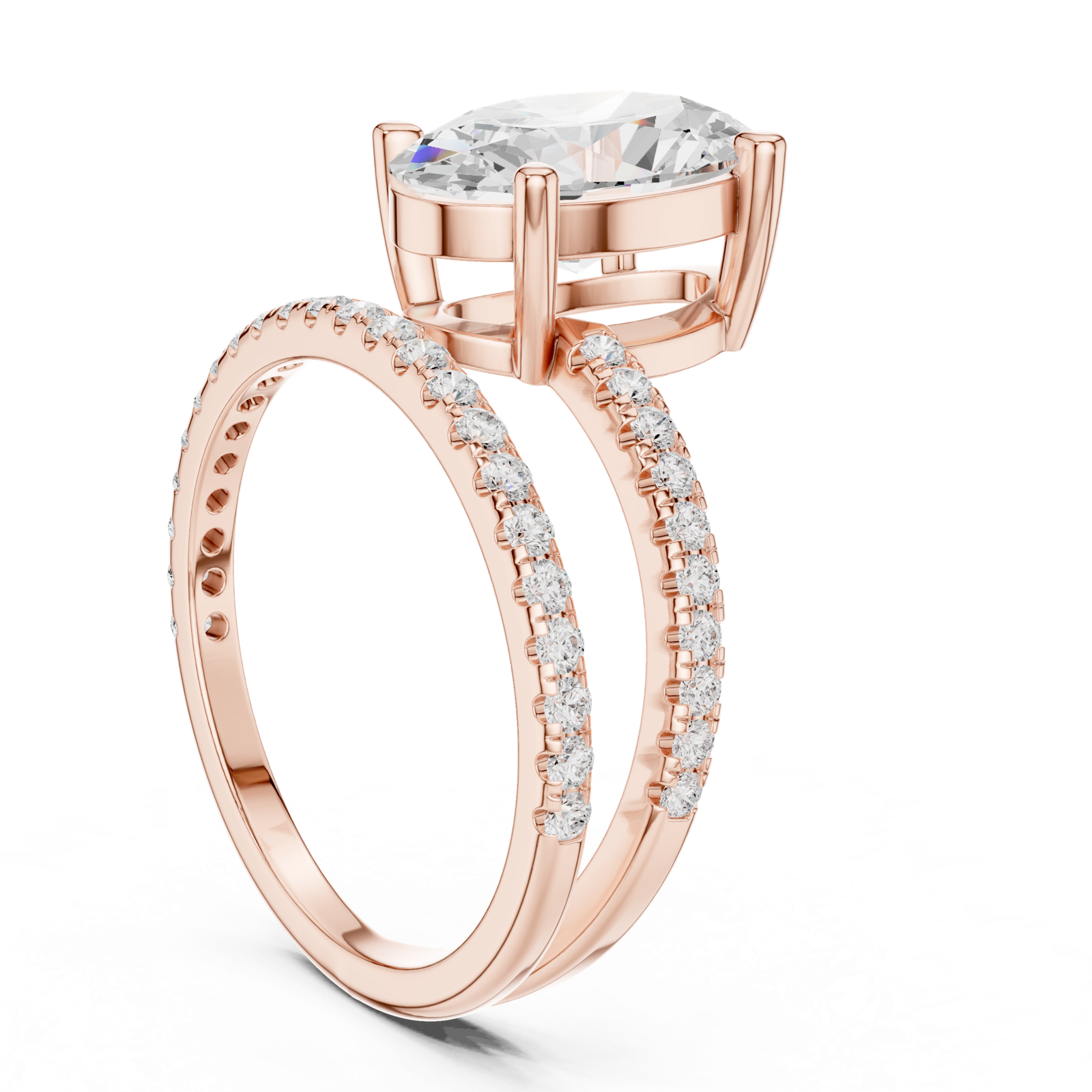 Gold Jewelry L35-39, Oval center stone, Rose Gold, view 1